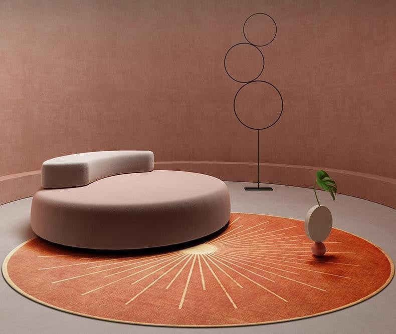 Abstract Contemporary Round Rugs, Modern Area Rugs under Coffee Table, –  artworkcanvas