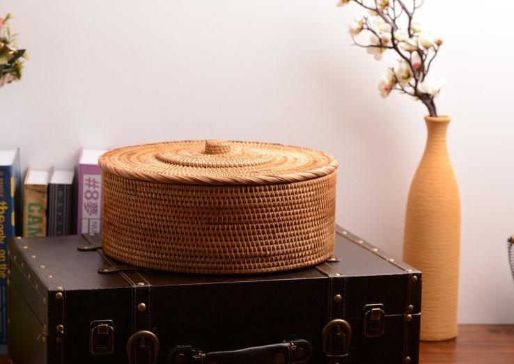 Woven Basket with Handle, Vietnam Traditional Handmade Rattan