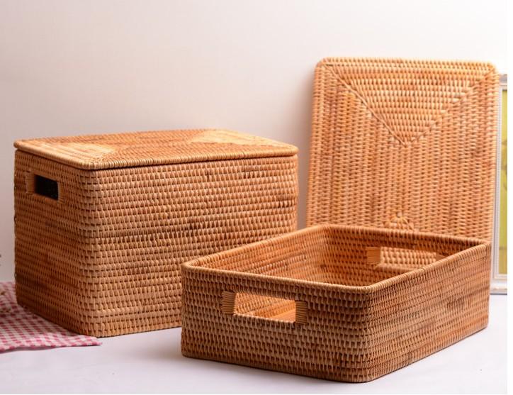 Laundry Storage Baskets, Rattan Storage Baskets for Kitchen