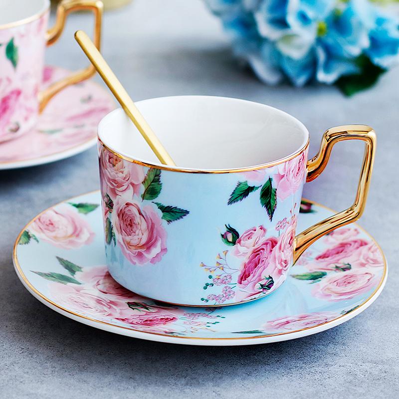 Elegant Pink Ceramic Coffee Cups, Unique Bird Flower Tea Cups and Sauc –  artworkcanvas