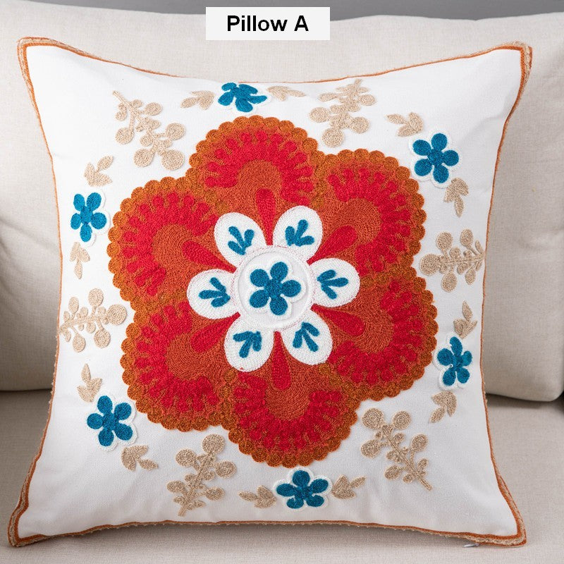 Decorative Sofa Pillows for Couch, Embroider Flower Cotton Pillow Cove –  Paintingforhome