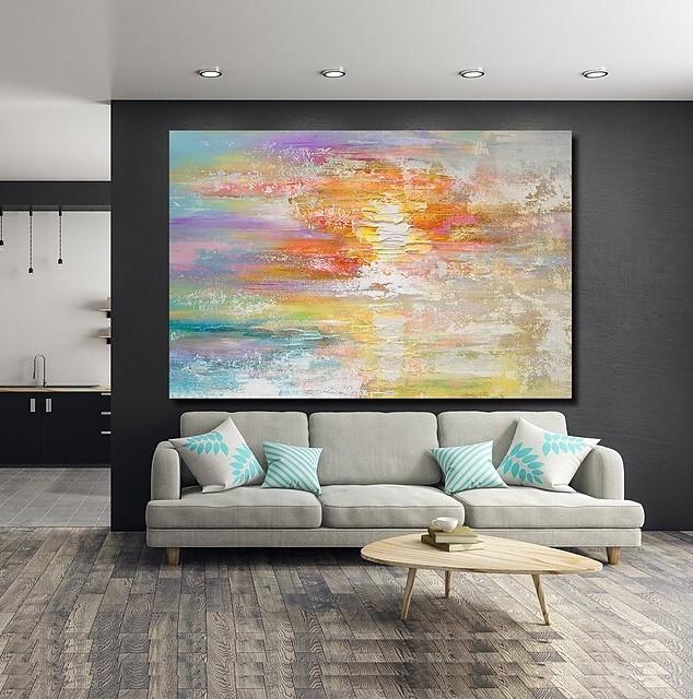 Acrylic Paintings on Canvas, Large Paintings Behind Sofa, Large Painti –  Silvia Home Craft