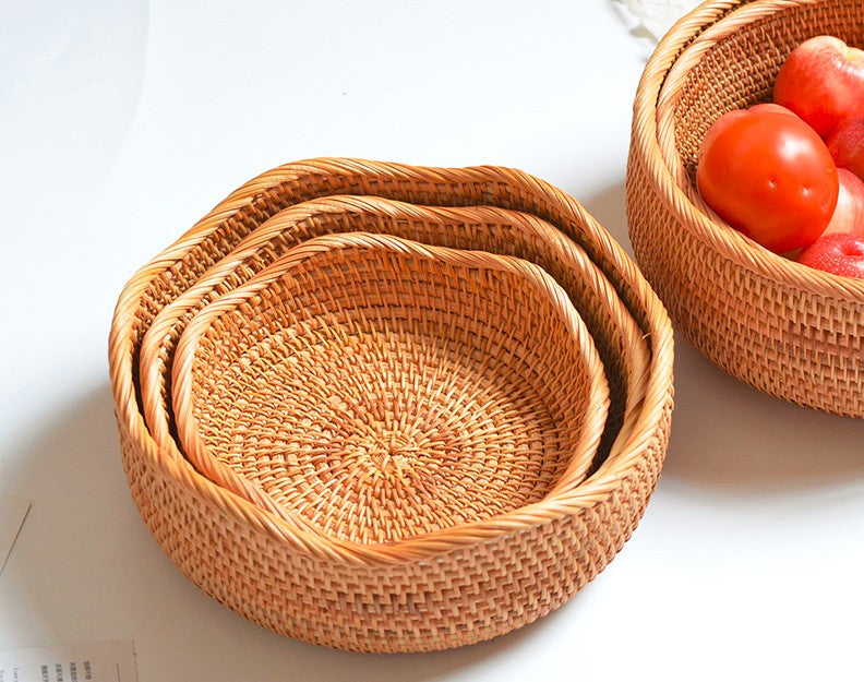 Vietnam Handmade Round Basket, Woven Basket, Woven Basket, Rustic