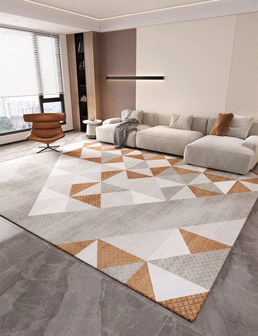 Modern Gray Rugs under Dining Room Table, Modern Carpets for Kitchen, Geometric Contemporary Modern Rugs Next to Bed, Abstract Area Rugs for Living Room-Art Painting Canvas