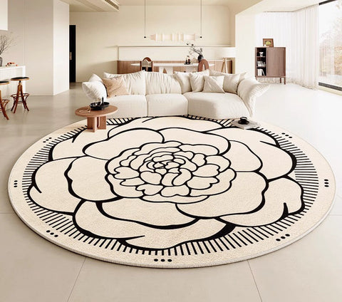 Modern Rug Ideas for Living Room, Bedroom Modern Round Rugs, Dining Room Contemporary Round Rugs, Circular Modern Rugs under Chairs-Art Painting Canvas