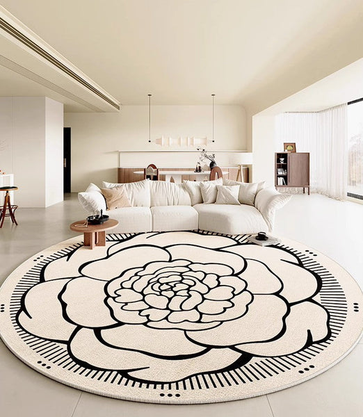 Modern Rug Ideas for Living Room, Bedroom Modern Round Rugs, Dining Room Contemporary Round Rugs, Circular Modern Rugs under Chairs-Art Painting Canvas