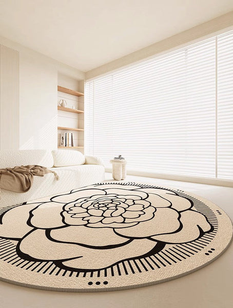 Modern Rug Ideas for Living Room, Bedroom Modern Round Rugs, Dining Room Contemporary Round Rugs, Circular Modern Rugs under Chairs-Art Painting Canvas