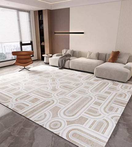 Abstract Large Modern Rugs for Bedroom, Living Room Abstract Gray Contemporary Modern Rugs, Geometric Modern Rug Placement Ideas for Dining Room-Art Painting Canvas