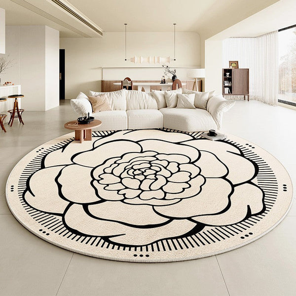 Modern Rug Ideas for Living Room, Bedroom Modern Round Rugs, Dining Room Contemporary Round Rugs, Circular Modern Rugs under Chairs-Art Painting Canvas