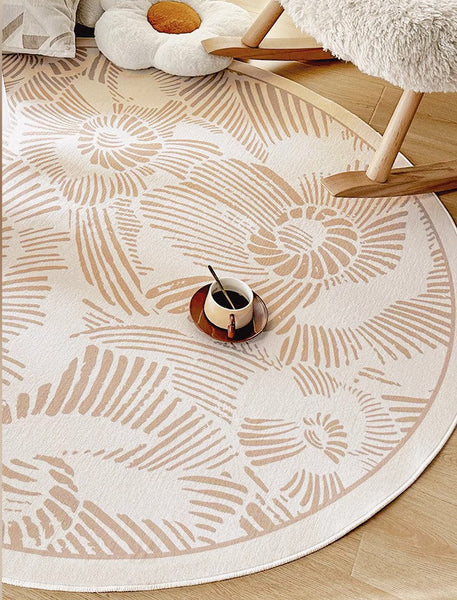 Dining Room Contemporary Round Rugs, Modern Rug Ideas for Living Room, Bedroom Modern Round Rugs, Circular Modern Rugs under Chairs-Art Painting Canvas