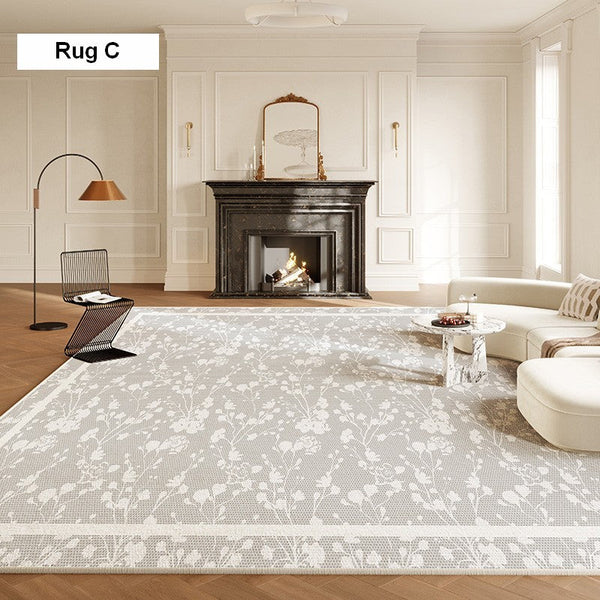 Contemporary Modern Rugs under Dining Room Table, Bedroom French Style Modern Rugs, Flower Pattern Modern Rugs for Interior Design, Flower Pattern Modern Rugs for Living Room-Art Painting Canvas