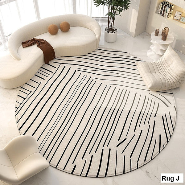 Bedroom Modern Round Rugs, Circular Modern Rugs under Chairs, Dining Room Contemporary Round Rugs, Geometric Modern Rug Ideas for Living Room-Art Painting Canvas