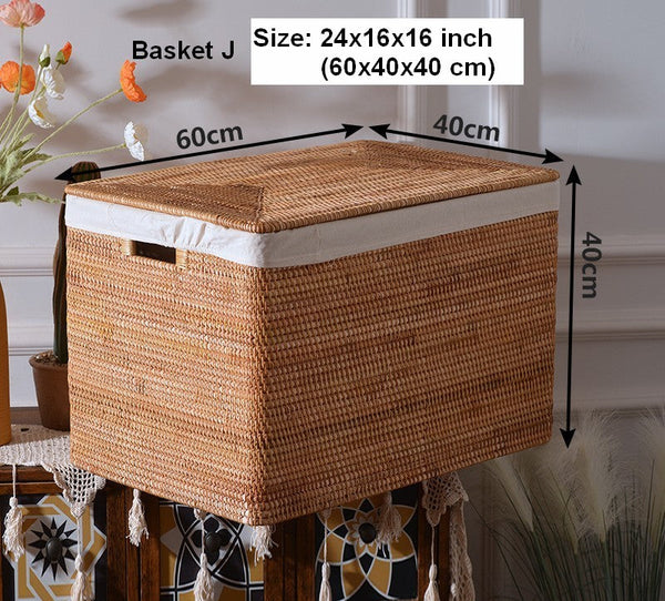 Square Storage Basket with Lid, Extra Large Storage Baskets for Clothes, Rattan Storage Basket for Shelves, Oversized Storage Baskets for Kitchen-Art Painting Canvas