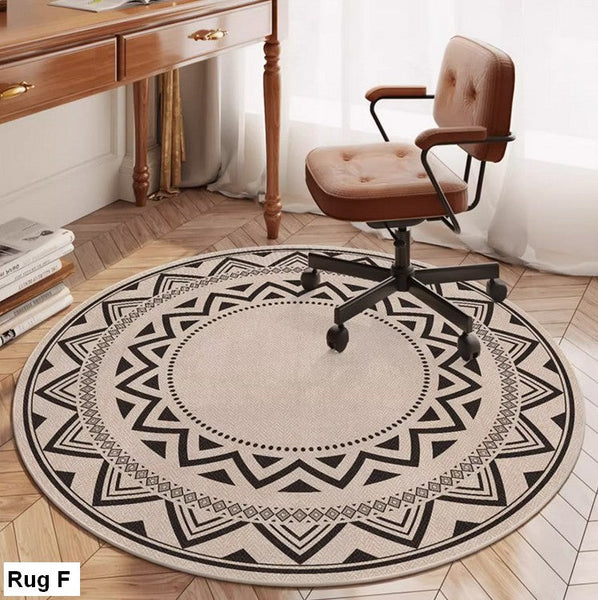 Modern Round Rugs for Bedroom, Circular Modern Rugs under Dining Room Table, Contemporary Round Rugs, Geometric Modern Rug Ideas for Living Room-Art Painting Canvas