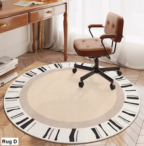 Modern Round Rugs for Bedroom, Circular Modern Rugs under Dining Room Table, Contemporary Round Rugs, Geometric Modern Rug Ideas for Living Room-Art Painting Canvas