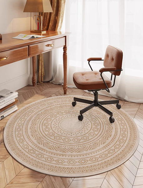 Round Rugs under Coffee Table, Geometric Modern Rug Ideas for Living Room, Circular Modern Rugs under Dining Room Table, Modern Round Rugs for Bedroom-Art Painting Canvas