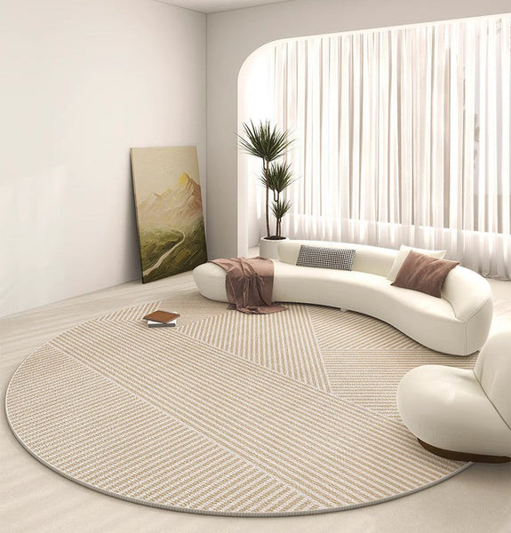 Modern Rugs for Dining Room, Circular Modern Rugs for Bedroom, Contemporary Round Rugs, Geometric Modern Rug Ideas for Living Room-Art Painting Canvas