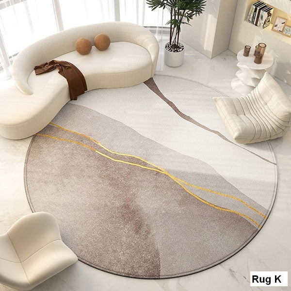 Abstract Modern Area Rugs for Bedroom, Circular Modern Rugs under Chairs, Geometric Round Rugs for Dining Room, Contemporary Modern Rug for Living Room-Art Painting Canvas