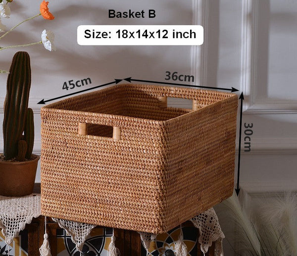 Oversized Rattan Storage Basket, Extra Large Rectangular Storage Basket for Clothes, Storage Baskets for Bathroom, Bedroom Storage Baskets-Art Painting Canvas