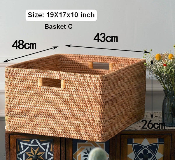 Oversized Rattan Storage Basket, Extra Large Rectangular Storage Basket for Clothes, Storage Baskets for Bathroom, Bedroom Storage Baskets-Art Painting Canvas