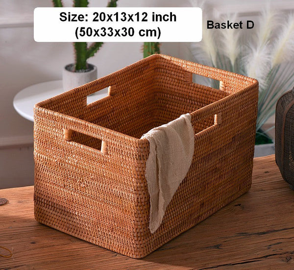 Oversized Rattan Storage Basket, Extra Large Rectangular Storage Basket for Clothes, Storage Baskets for Bathroom, Bedroom Storage Baskets-Art Painting Canvas