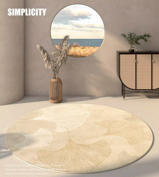 Entryway Round Rugs, Circular Modern Rugs under Coffee Table, Modern Round Rugs for Dining Room, Abstract Contemporary Round Rugs under Sofa-Art Painting Canvas