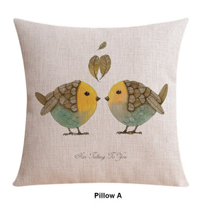 Love Birds Throw Pillows for Couch, Simple Decorative Pillow Covers, Decorative Sofa Pillows for Children's Room, Singing Birds Decorative Throw Pillows-Art Painting Canvas