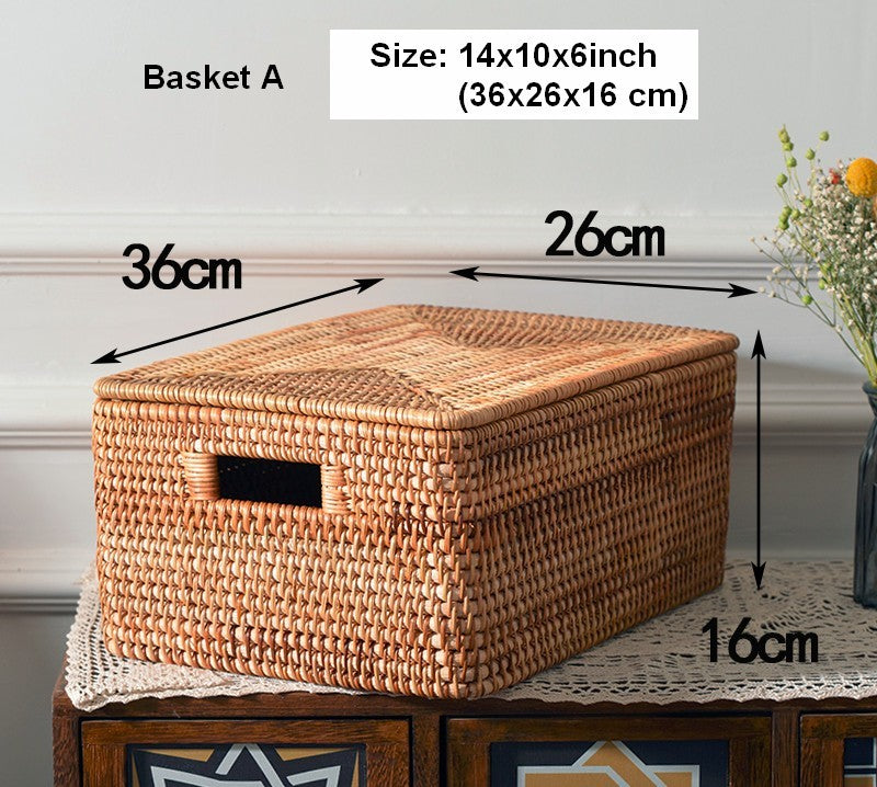 Square Storage Basket with Lid, Extra Large Storage Baskets for Clothes, Rattan Storage Basket for Shelves, Oversized Storage Baskets for Kitchen-Art Painting Canvas