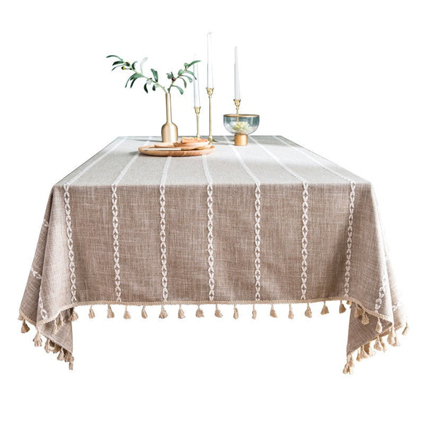 Simple Rectangular Tablecloth for Oval Table, Cotton and Linen Tablecloths, Kitchen Rectangular Table Covers, Farmhouse Table Cloths for Dining Room-Art Painting Canvas