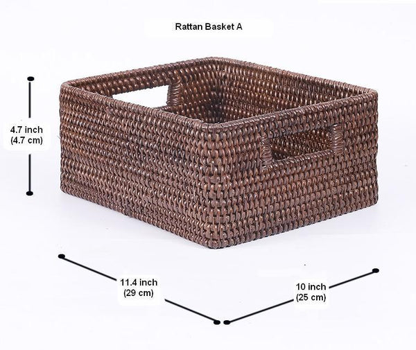 Storage Baskets for Clothes, Rectangular Storage Baskets, Large Brown Woven Storage Baskets, Storage Baskets for Shelves-Art Painting Canvas