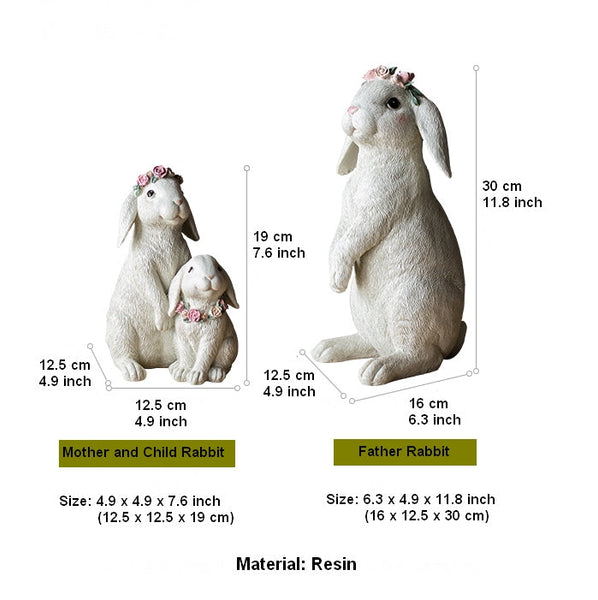 Lovely Rabbit Family Statue for Garden, Beautiful Cute Garden Courtyard Ornaments, Unique Modern Garden Sculptures, Creative Villa Outdoor Decor Gardening Ideas-Art Painting Canvas