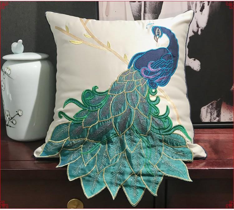 Beautiful Decorative Throw Pillows, Embroider Peacock Cotton and linen Pillow Cover, Decorative Sofa Pillows, Decorative Pillows for Couch-Art Painting Canvas