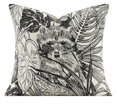 Animal Jungle Raccoon Decorative Throw Pillows for Bedroom, Large Throw Pillow for Interior Design, Contemporary Square Modern Throw Pillows for Couch-Art Painting Canvas