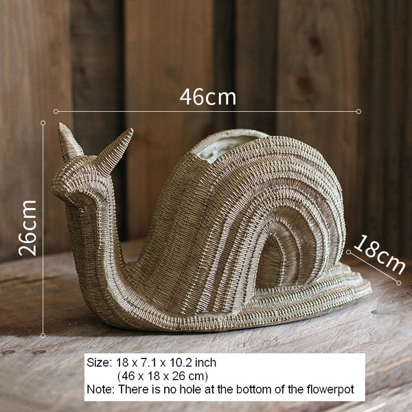 Cute Snail Statues, Garden Animal Statues, Snail Flowerpot for Garden Decoration, Unique Modern Garden Sculptures, Creative Villa Outdoor Gardening Ideas-Art Painting Canvas