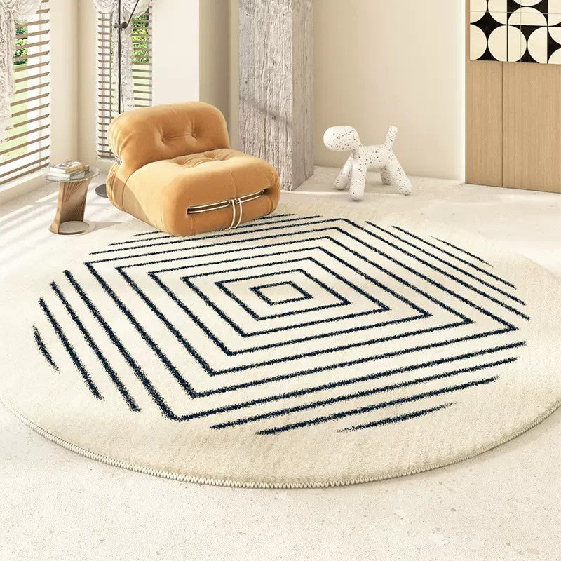 Abstract Contemporary Round Rugs for Bedroom, Geometric Modern Rug Ideas for Living Room, Thick Round Rugs for Dining Room-Art Painting Canvas