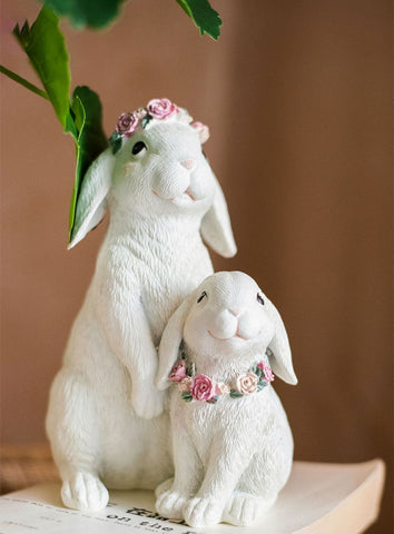 Lovely Rabbit Family Statue for Garden, Beautiful Cute Garden Courtyard Ornaments, Unique Modern Garden Sculptures, Creative Villa Outdoor Decor Gardening Ideas-Art Painting Canvas