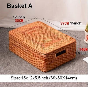 Large Rectangular Storage Baskets for Bathroom, Wicker Storage Basket with Lid, Extra Large Storage Baskets for Clothes, Storage Baskets for Shelves-Art Painting Canvas