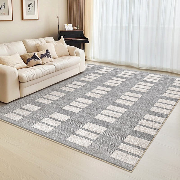 Dining Room Floor Rug, Large Gray Floor Rugs for Living Room, Modern Floor Rugs for Bedroom, Extra Large Geometric Modern Rugs for Office-Art Painting Canvas