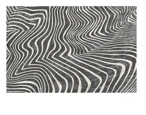 Mid Century Area Rugs for Living Room, Black Stripe Area Rugs under Sofa, Abstract Contemporary Rugs for Bedroom, Modern Carpets for Office, Dining Room Floor Rugs-Art Painting Canvas