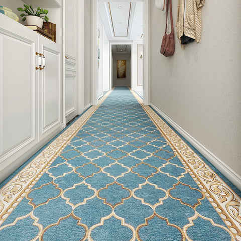 Entryway Runner Rugs, Easy Care Entrance Hallway Runners, Modern Extra Long Hallway Runners, Long Narrow Runner Rugs, Washable Kitchen Runner Rugs, Blue Hallway Runners-Art Painting Canvas