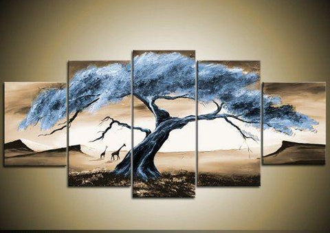 5 Piece Canvas Art, Landscape Canvas Paintings, Tree of Life Painting, Abstract Painting on Canvas, Large Acrylic Painting, Buy Paintings Online-Art Painting Canvas