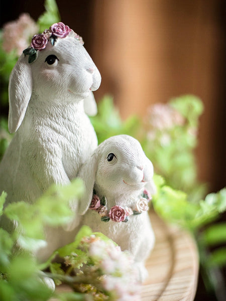 Lovely Rabbit Family Statue for Garden, Beautiful Cute Garden Courtyard Ornaments, Unique Modern Garden Sculptures, Creative Villa Outdoor Decor Gardening Ideas-Art Painting Canvas