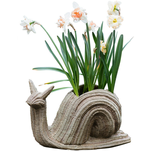 Cute Snail Statues, Garden Animal Statues, Snail Flowerpot for Garden Decoration, Unique Modern Garden Sculptures, Creative Villa Outdoor Gardening Ideas-Art Painting Canvas