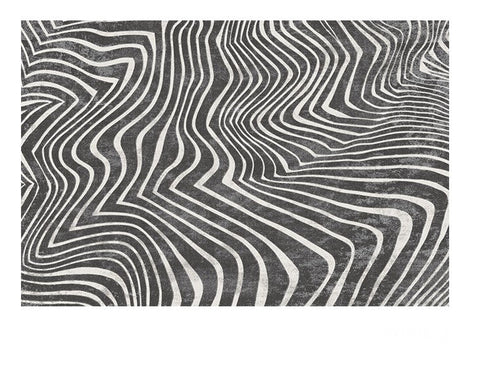 Mid Century Area Rugs for Living Room, Black Stripe Area Rugs under Sofa, Abstract Contemporary Rugs for Bedroom, Modern Carpets for Office, Dining Room Floor Rugs-Art Painting Canvas