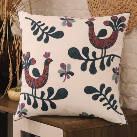 Love Birds Decorative Sofa Pillows, Cotton Decorative Pillows, Farmhouse Embroider Cotton Pillow Covers, Decorative Throw Pillows for Couch-Art Painting Canvas