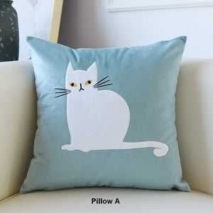 Cat Decorative Throw Pillows for Couch, Modern Sofa Decorative Pillows, Lovely Cat Pillow Covers for Kid's Room, Modern Decorative Throw Pillows-Art Painting Canvas