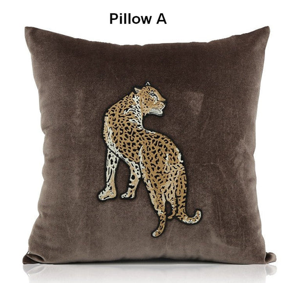 Modern Sofa Pillows, Contemporary Throw Pillows, Cheetah Decorative Throw Pillows, Decorative Pillows for Living Room-Art Painting Canvas