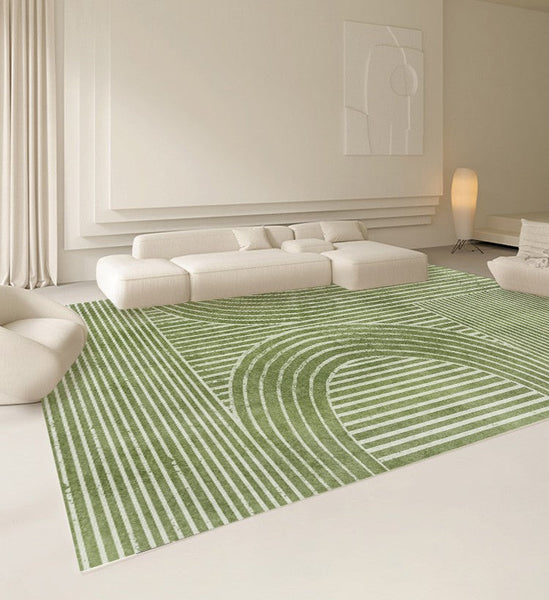 Dining Room Modern Rugs, Modern Living Room Rugs, Green Thick Soft Modern Rugs for Living Room, Contemporary Rugs for Bedroom-Art Painting Canvas