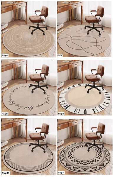 Round Rugs under Coffee Table, Geometric Modern Rug Ideas for Living Room, Circular Modern Rugs under Dining Room Table, Modern Round Rugs for Bedroom-Art Painting Canvas