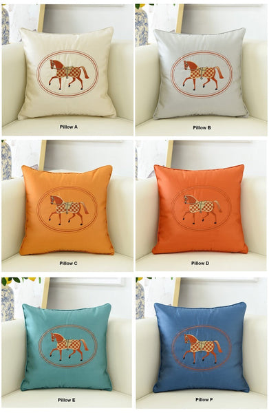 Modern Sofa Decorative Pillows, Embroider Horse Pillow Covers, Modern Decorative Throw Pillows, Horse Decorative Throw Pillows for Couch-Art Painting Canvas